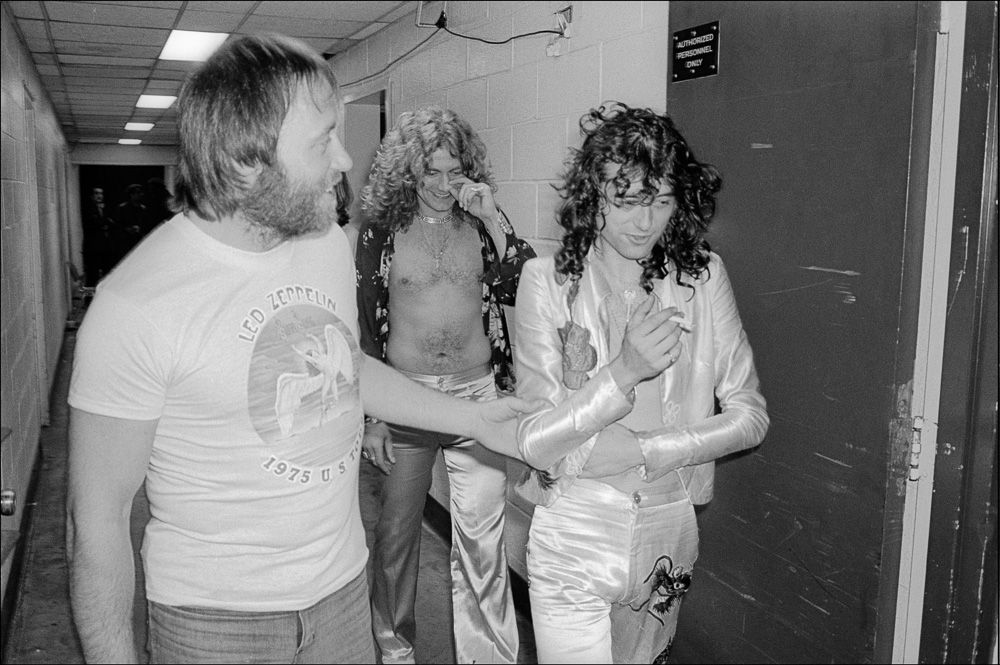 Jimmy Page and Robert Plant of Led Zeppelin backstage at Madison Square Garden. (Allan Tannebaum)